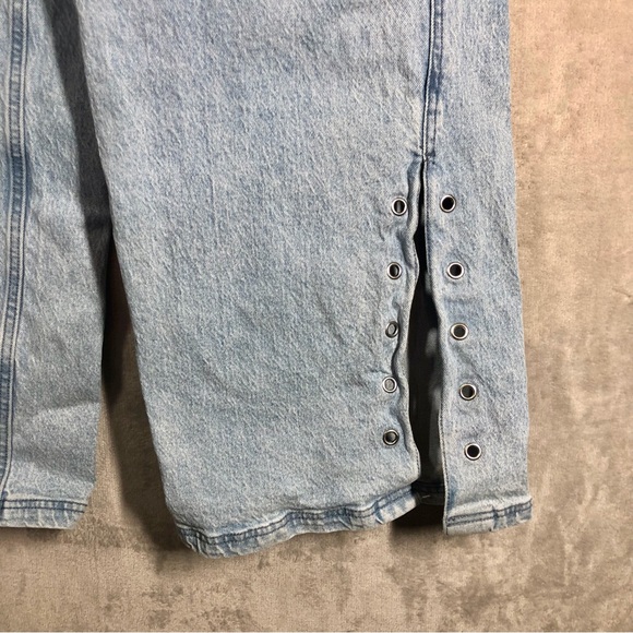 Hot Topic Wide Leg Lace Up Jeans Size 9 Blue Heart Pockets Nu Mall Goth E-Girl - Picture 3 of 11